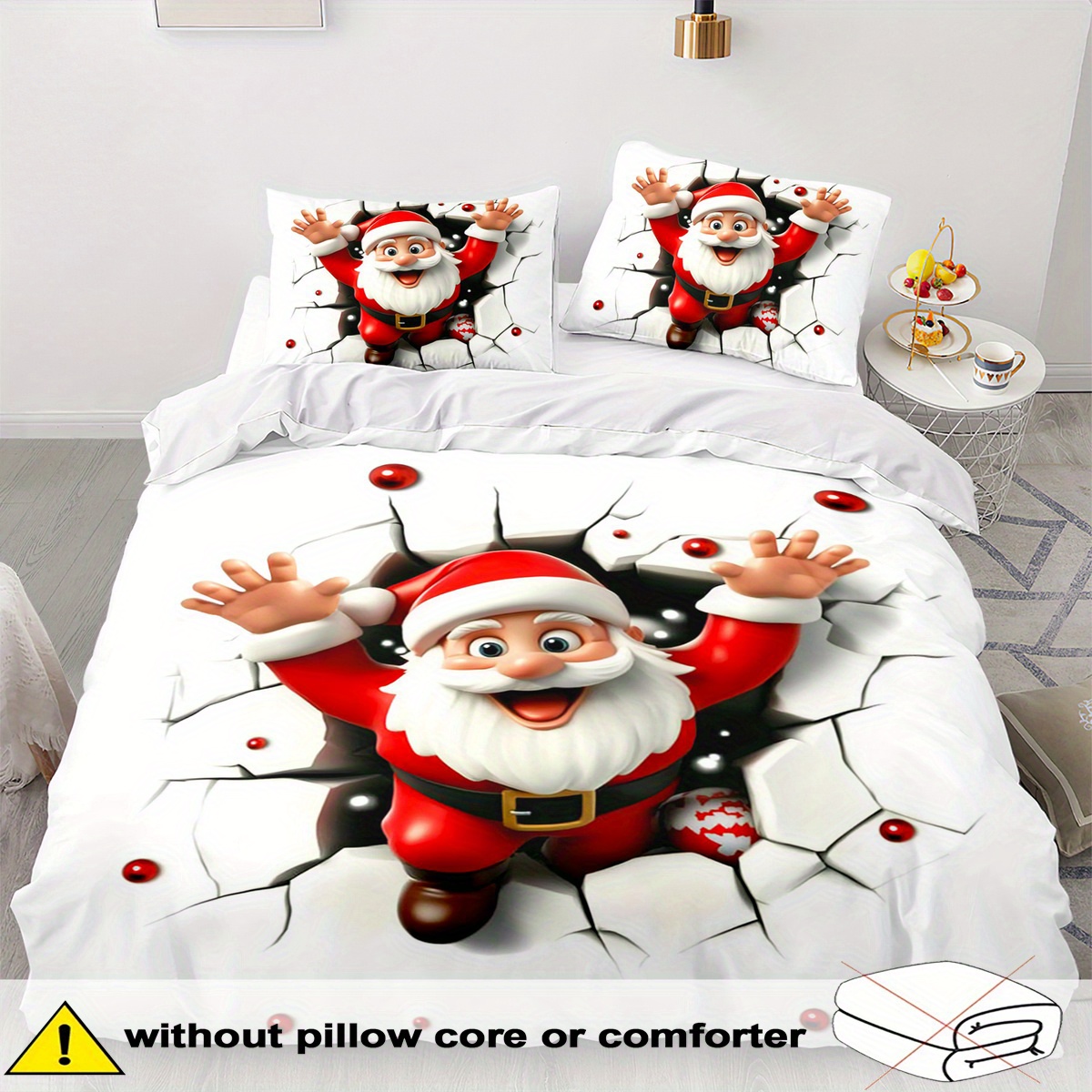 TEMU Santa Claus Themed Duvet Cover Set - 2/3pcs, Soft, Comfortable, And Breathable, Christmas Gift Bedding, Christmas Printed Duvet Cover Set, 100%