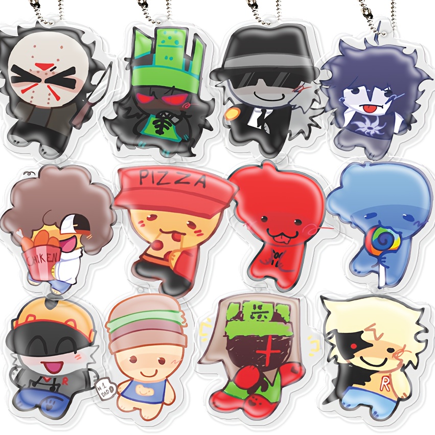 TEMU 2d Flat - [2d Flat] Keyring Packs, Acrylic Interlayer Double-sided Keychain, With Metal Bead Chain, Pendant, Chain Ornaments, Gifts, Party