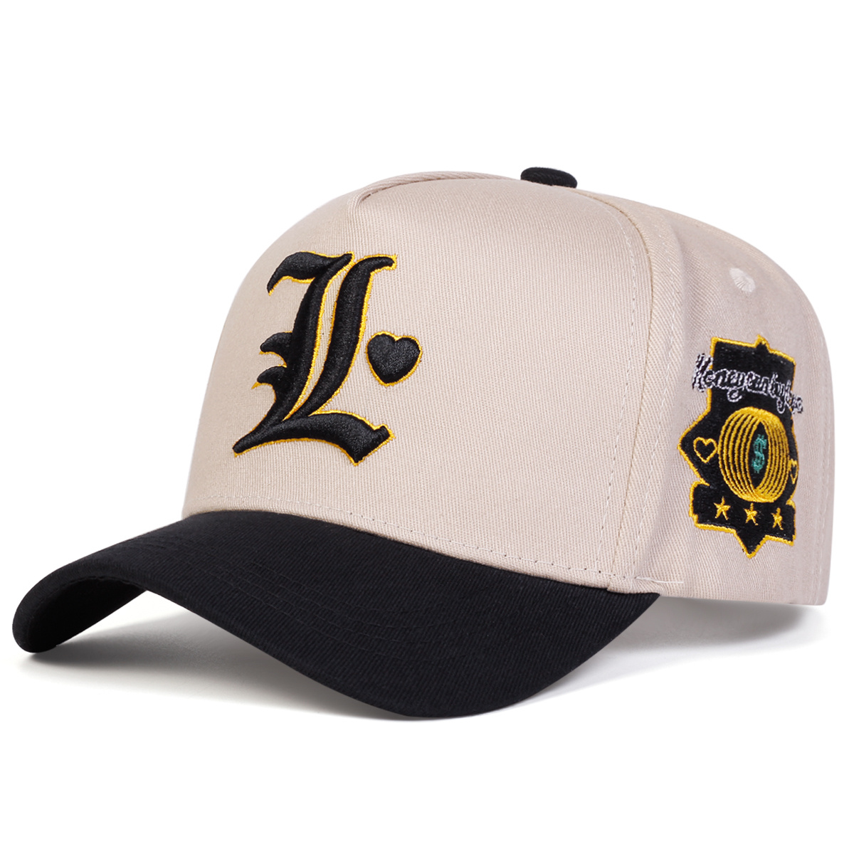 TEMU A Stylish Women's Baseball With Letter And Heart Embroidery, Featuring A Five-, Adjustable For Outdoor Casual Wear During Spring And Autumn