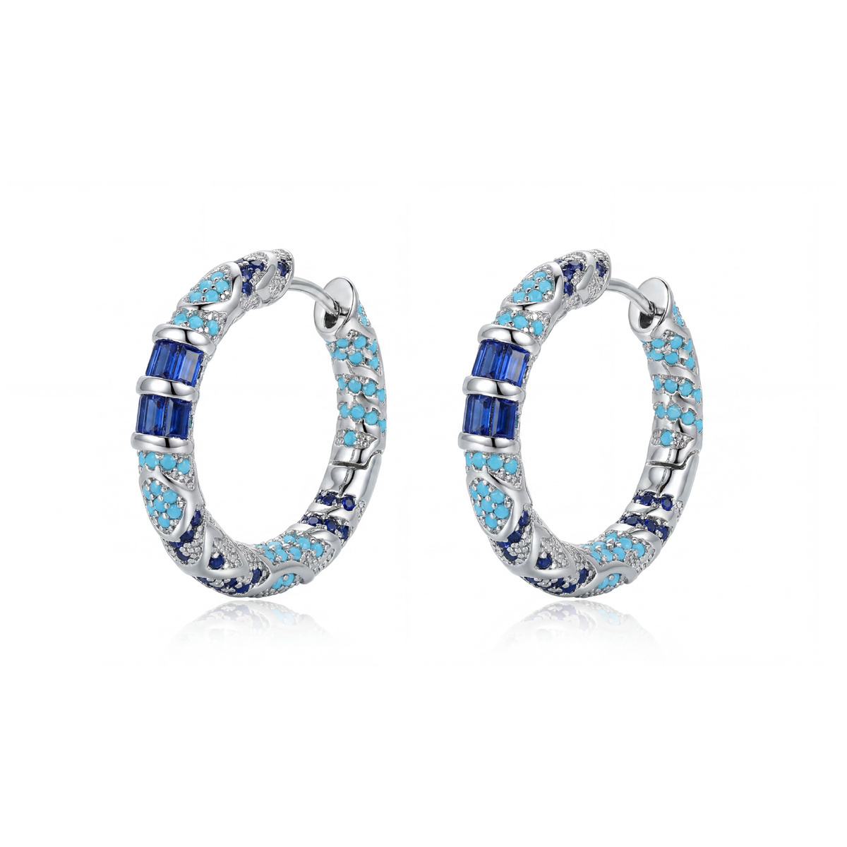 Image of S925 Silver Luxury- Earclips, Bohemian Vintage Style, Holiday Edition, Hypoallergenic Women's Accessory