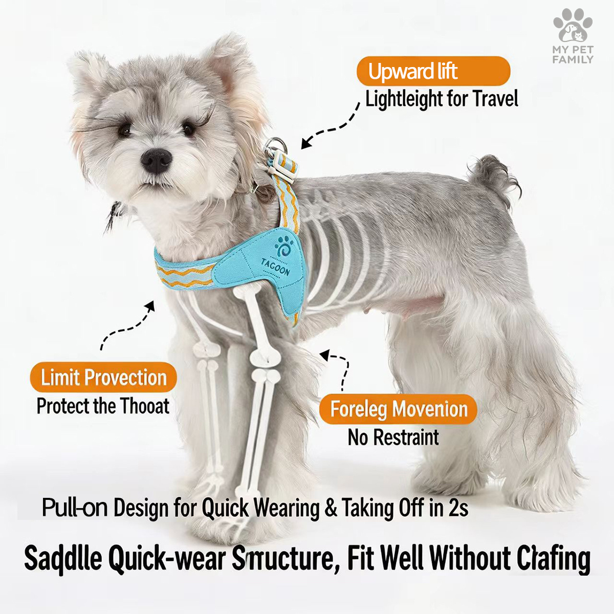 4pcs Anti-Pull Vest-Style Pet Harness Set