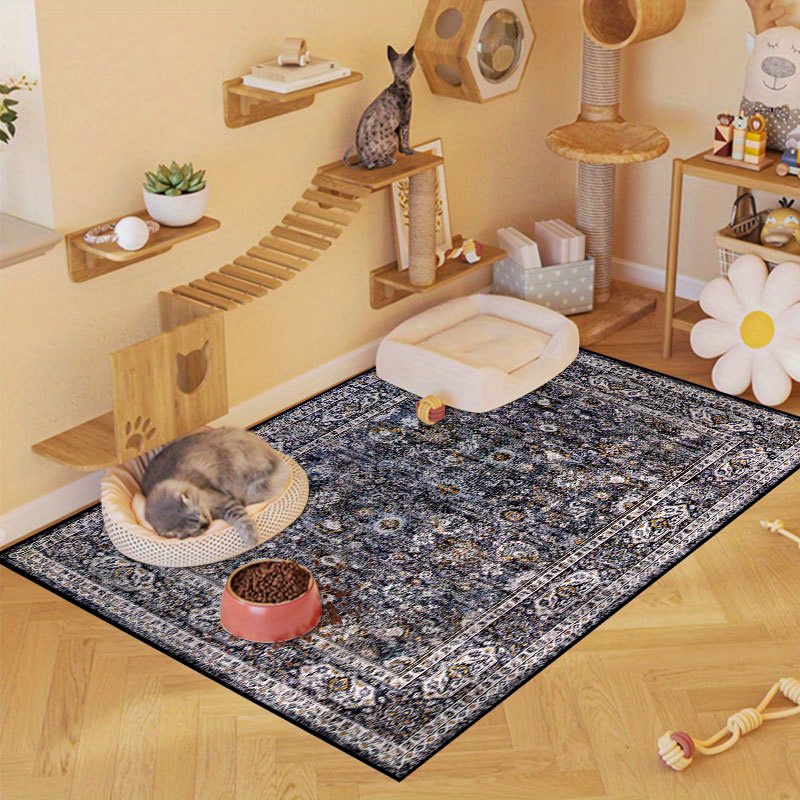 1pc vintage blue bohemian floral pet bed mat plush easy clean non slip   mat for large pets durable comfortable cage mat for dogs and cats pet bed mat bohemian style mat easy   Product details 1