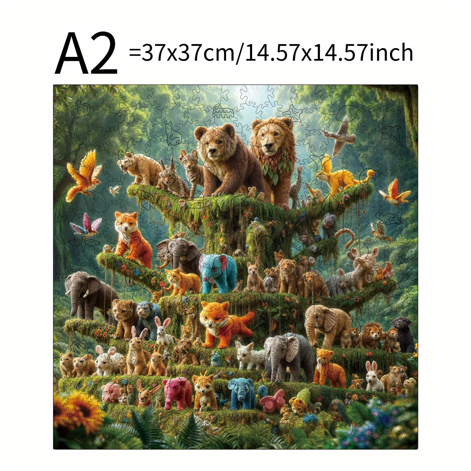 Image of 502pcs Square Wooden Jigsaw Puzzle - Animal Gathering Forest, Ages 14+, Thanksgiving Halloween Christmas And Birthday Gift, Extreme Difficulty Puzzle