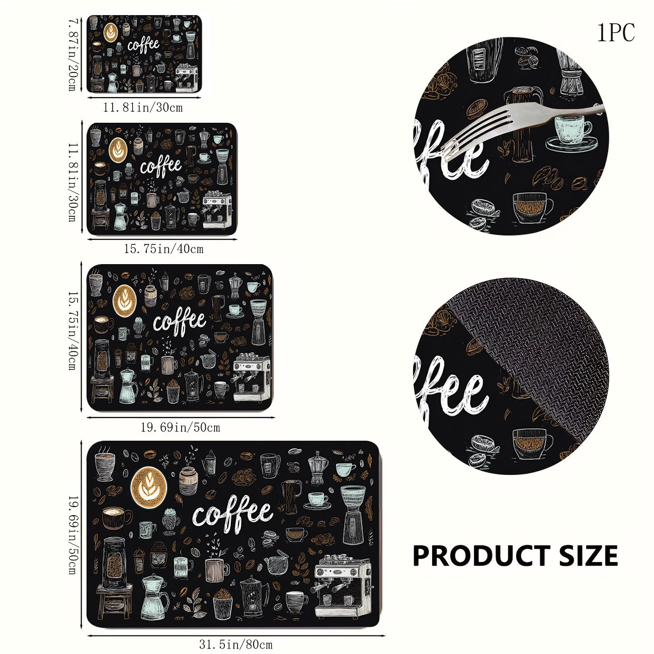 TEMU Tapis de cuisine très absorbant, à séchage rapide et antidérapant, conçu pour sécher les assiettes sur les , avec un motif de dessin linéaire