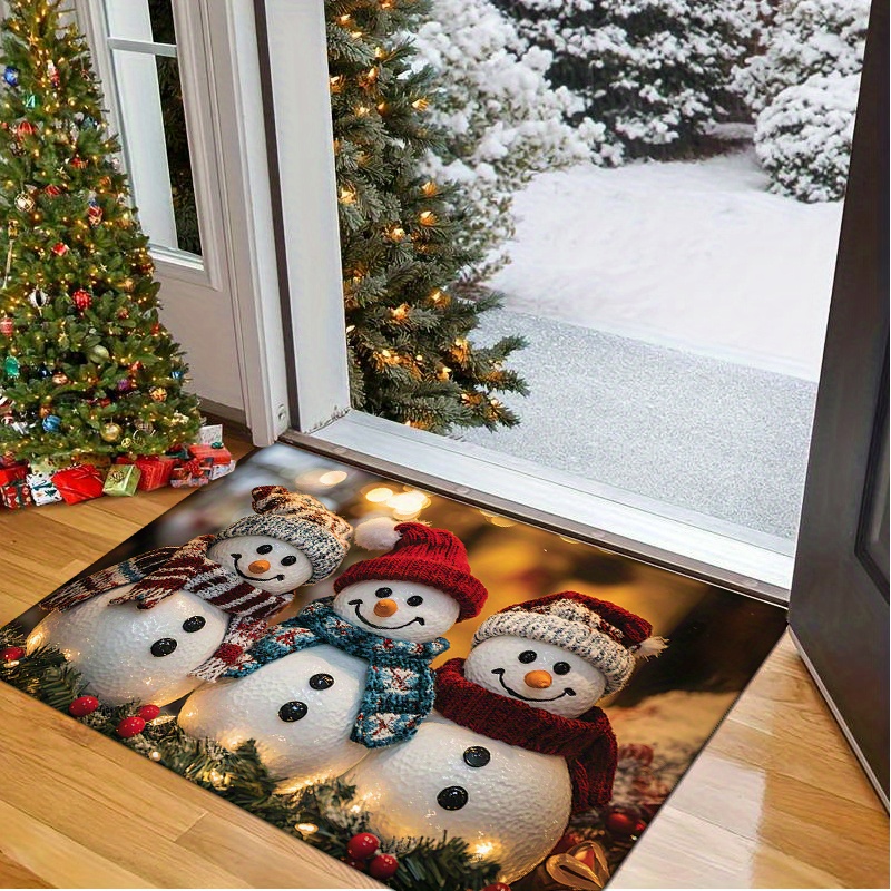 

Christmas Snowman Doormat - 1pc Mat, Washable, Pile, Rectangle Area Rug For Entrance, Kitchen, , Bedroom, Laundry, Bathroom Decor Snowman, , , ,