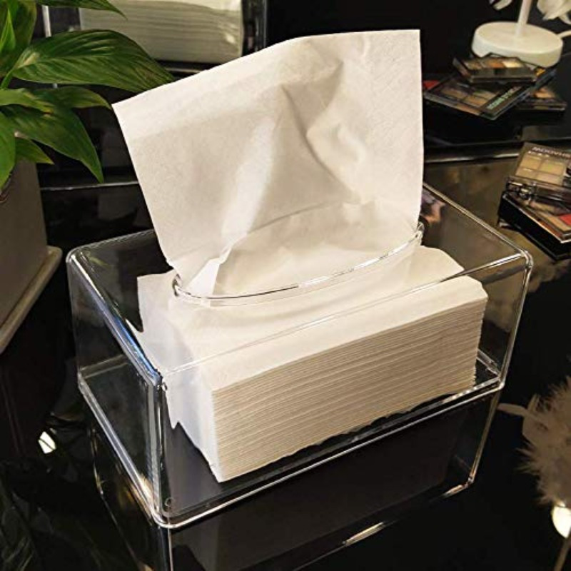 2 pack clear tissue dispenser box lar facial acrylic tissue box cover holder napkin organizer for bathroom kitchen and office room rec 10l x 5 3 w x 4 3 h Product details 5