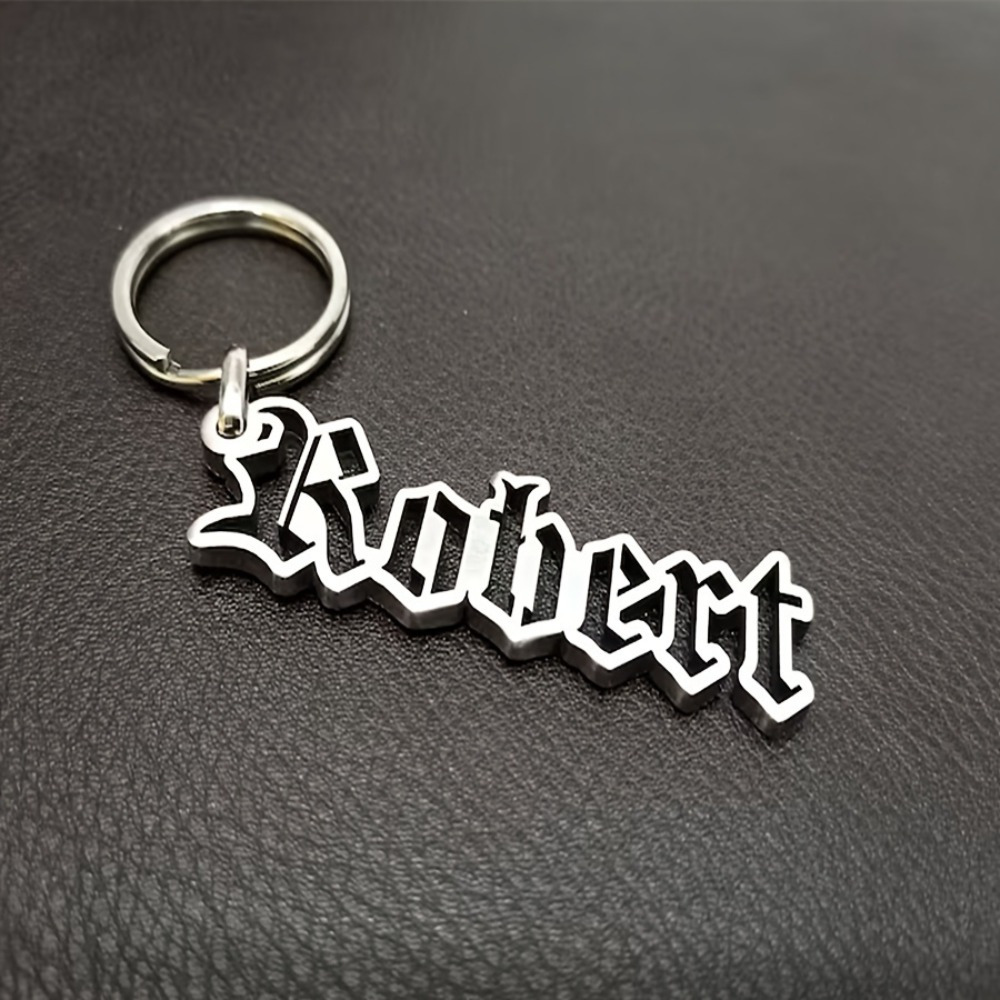 Custom No Chain Keychain Personalized Stainless Ring | Custom Name Engraving | Men's Durable | Ideal Father's Day Gift | Stylish Black End