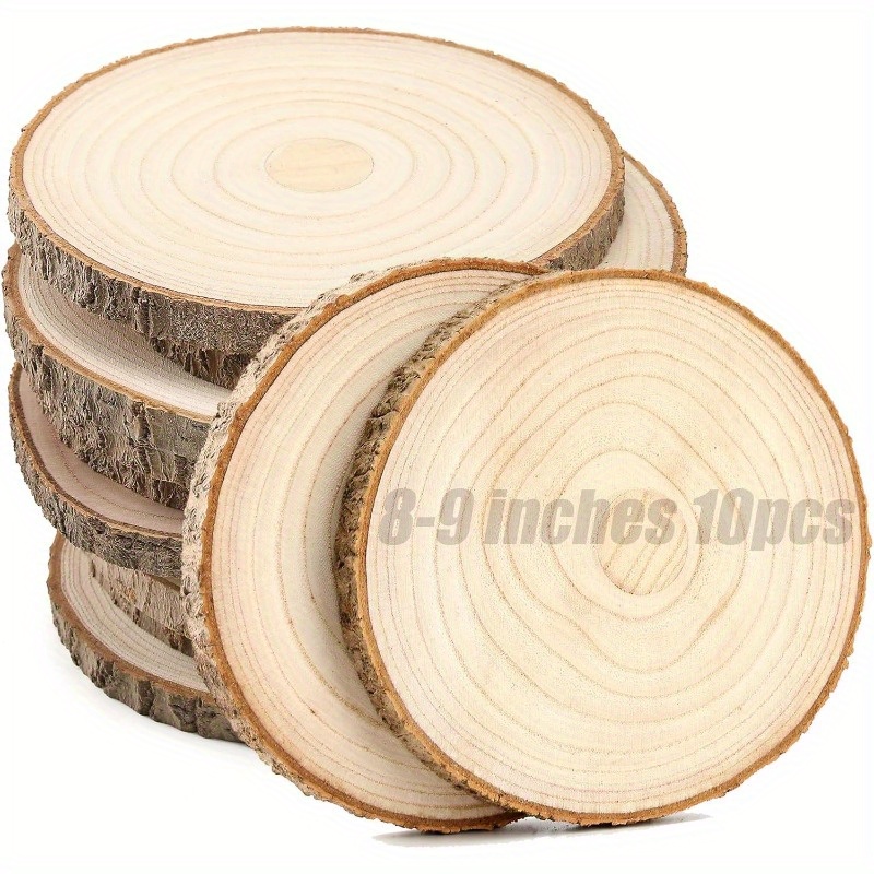 TEMU 10pcs Large Unfinished Wood Slices For Centerpieces 8-9 Inches Wood Rounds For Tables Decor Rustic Wood Circles For Crafts And Wedding Decor