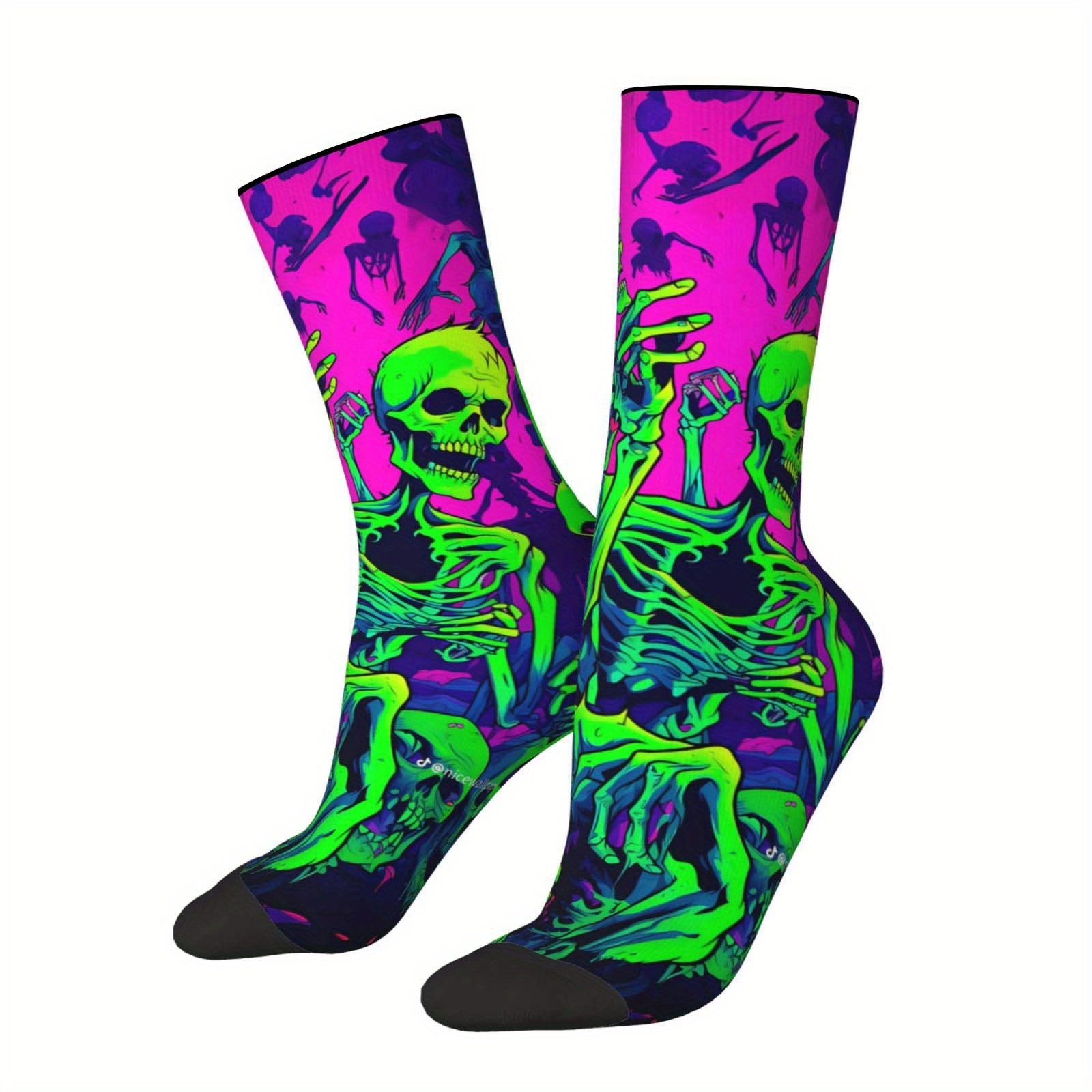 E-shop 1 Paar Moderne Socken, Trendiges Muster, Polyester & Elastan-Mischung – Weiche Bequeme Freizeitsocken, Atmungsaktive Schweißabsorbierende