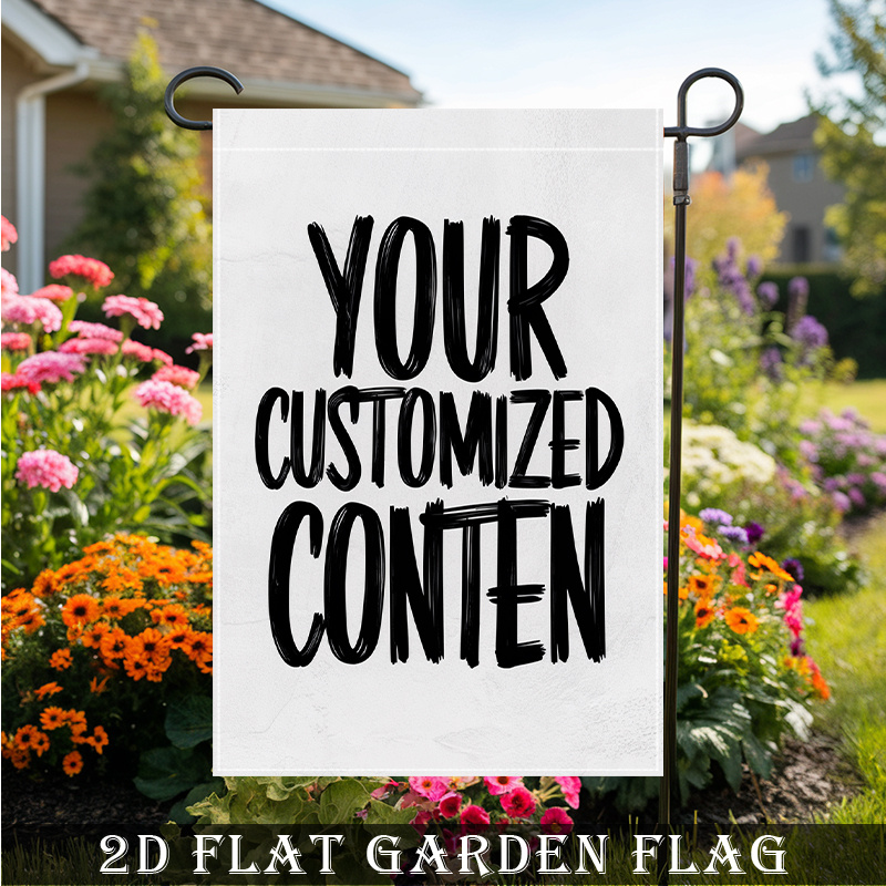 TEMU 2d Flat, 2d Flat, 1pc Custom Garden 12x18 Inch, Double-sided Personalized Brush- Stroke Style With Your Custom Content, Home Garden& Advertising