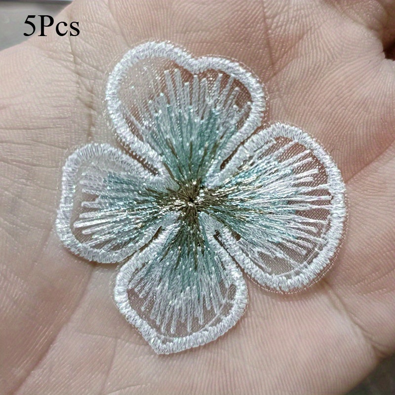 TEMU 【商品名】刺繍入り四枚花のフラワーパッチ 布パッチ レース 服飾用パッチ 材料