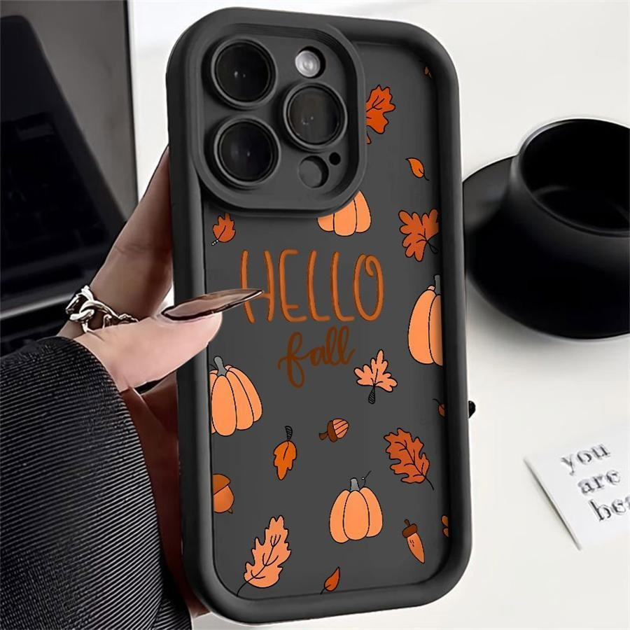 Image of Phone Case: Phone Case - Single-piece Phone Case With Pumpkin Maple Leaf Design And Ladder, Made Of Soft Tpu Material, Compatible For Iphone 17 16 15 14 13 12 11 Xs Xr X8 7 Plus Pro Max