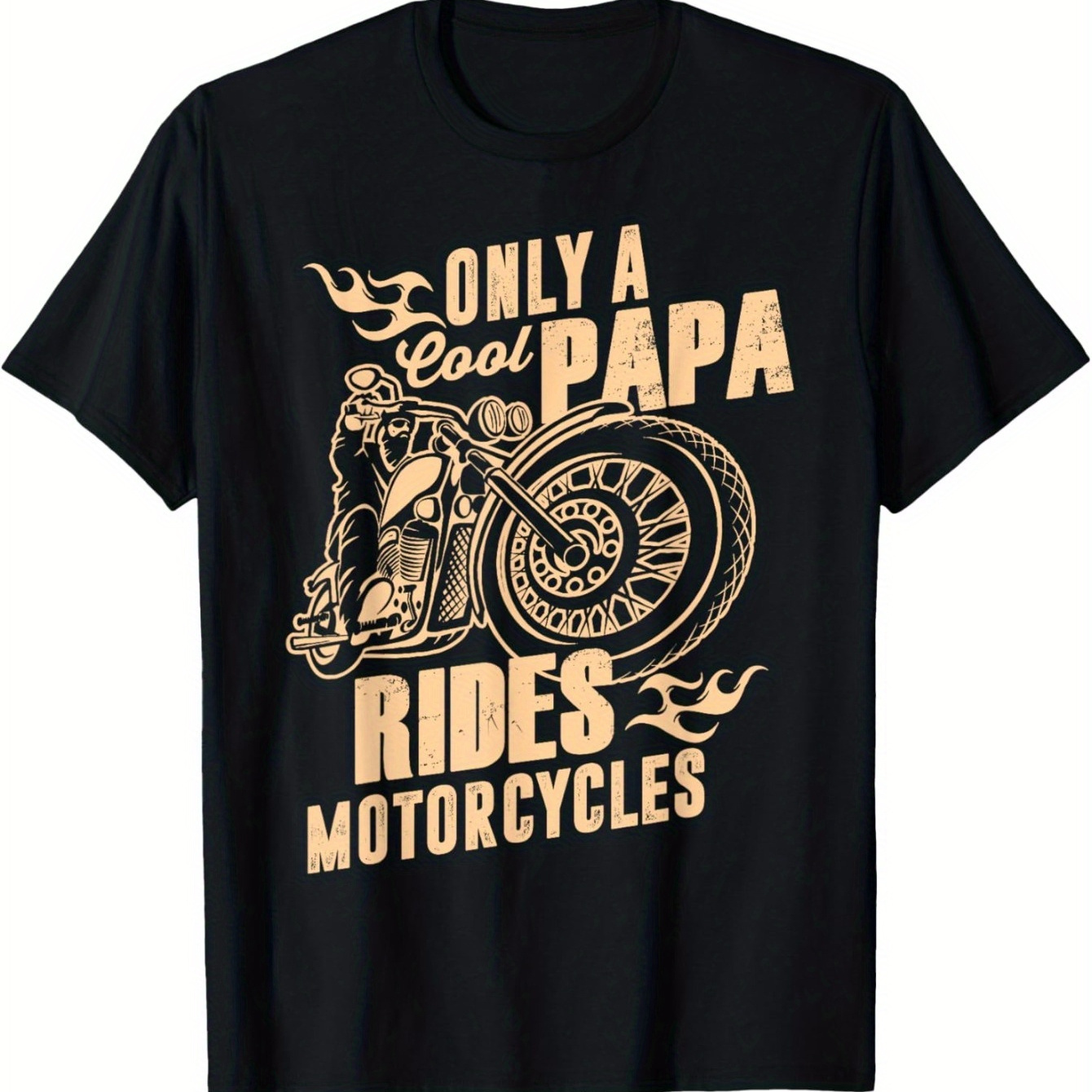 

1pc Motorcycle Graphic T-shirt - Cotton Crew Neck, Knit Fabric With Slight Stretch, Regular Fit, Applique Detail, Sports Style, Ideal For Father's Day & Christmas Gifts