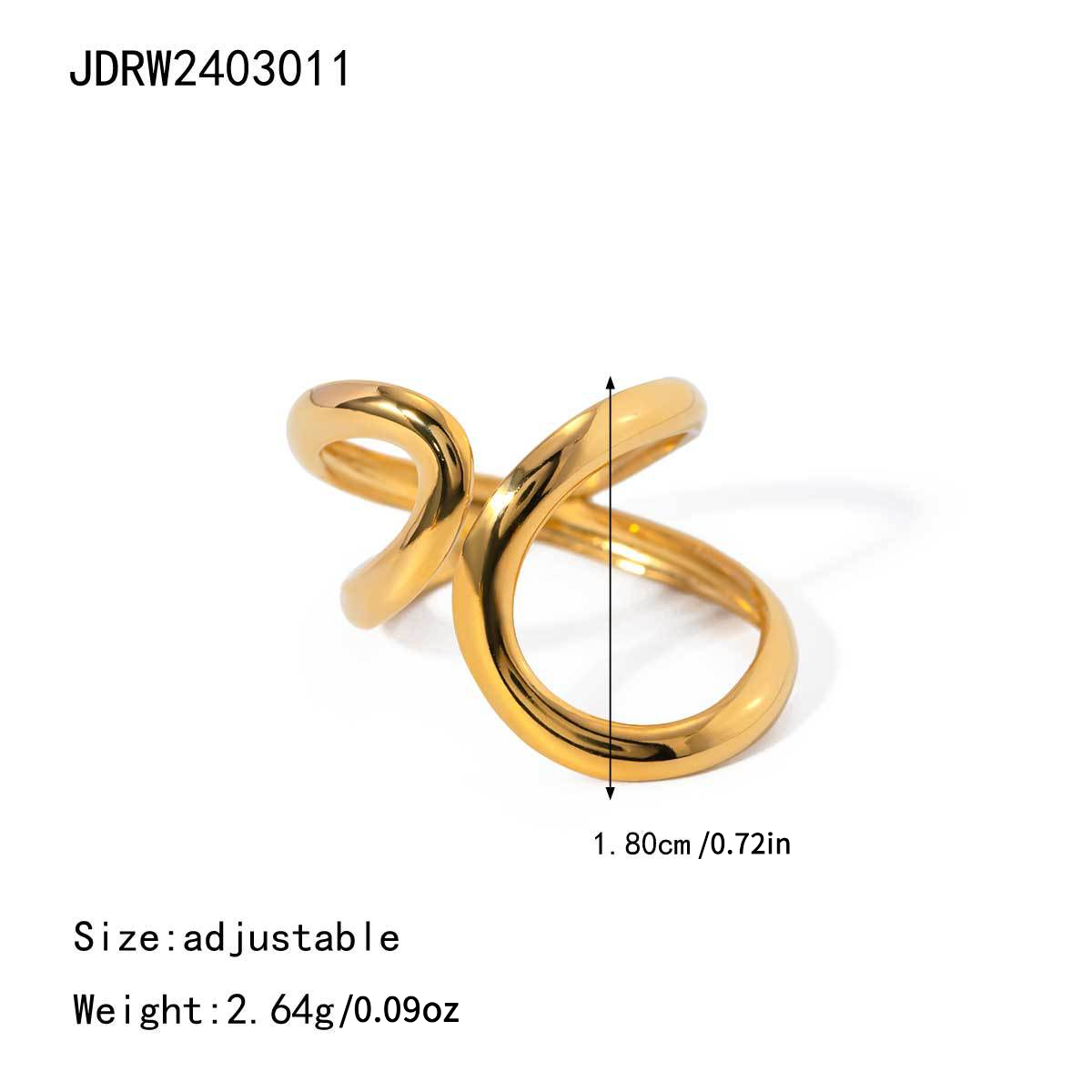 Stainless Steel Golden Plated Multi-Layer Open Ring