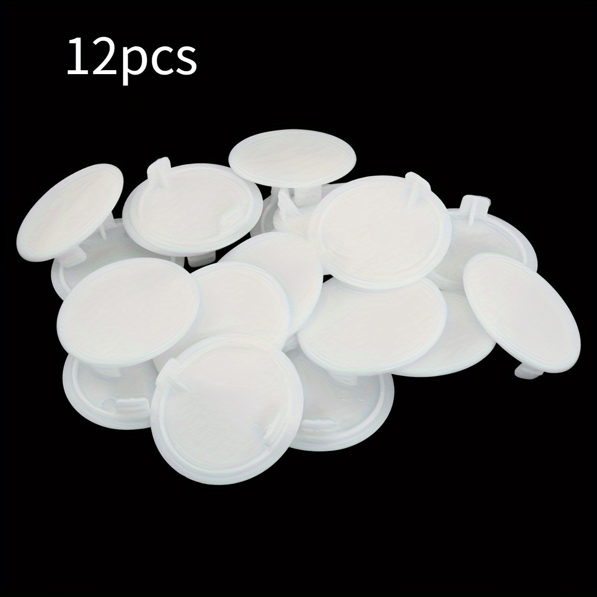 Image of 12pcs Plastic Concealed Door Hinge Hole Cover Plugs, White, Furniture Hole Stoppers, Hinge Countersunk Plugs, For A More Aesthetic Furniture