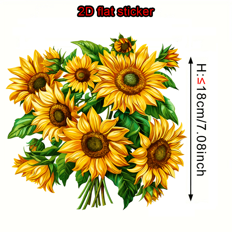 TEMU 1pc Sunflower Bouquet Heat Transfer Sticker, Floral Element, Diy Iron-on Apparel Material And Fabric Applique, Suitable For Diy On T-shirts,
