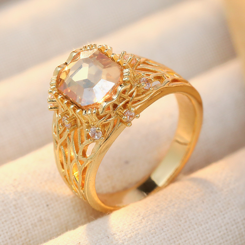 Luxurious Court Style Openwork Wide Band Ring