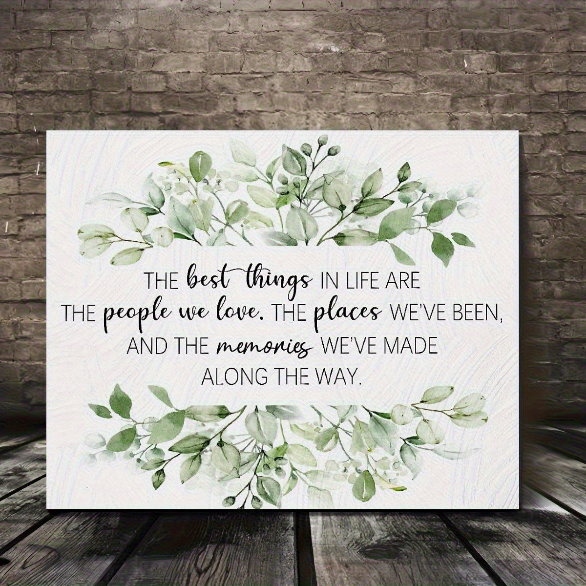 TEMU 1pc Sage Green Inspirational Canvas Wall Art With Wood Frame- Ready To Hang, " " Quote, Watercolor , Perfect For Home, Office, Kitchen, Or