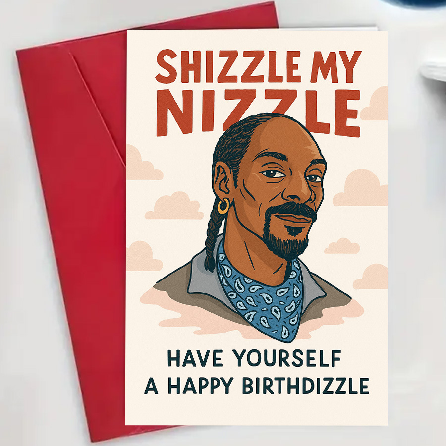TEMU 1pc Greeting Card And 1pc Envelope. 2d Flat 1pc Funny Birthday Card, Cool Hip-hop Style, Suitable For And Music Lovers, Humorous And Fashionable
