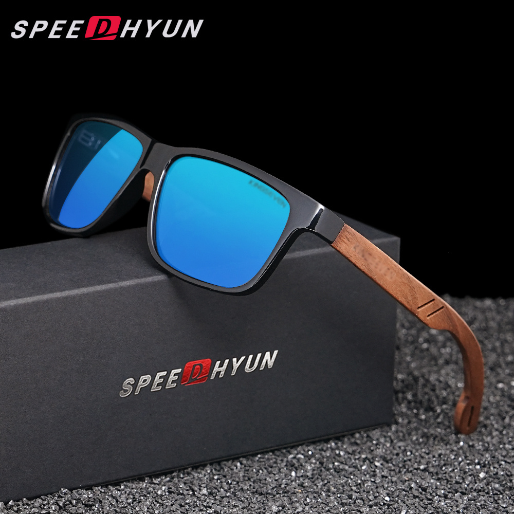 SPEEDHYUN Vintage Box Polarized Sunglasses Unisex