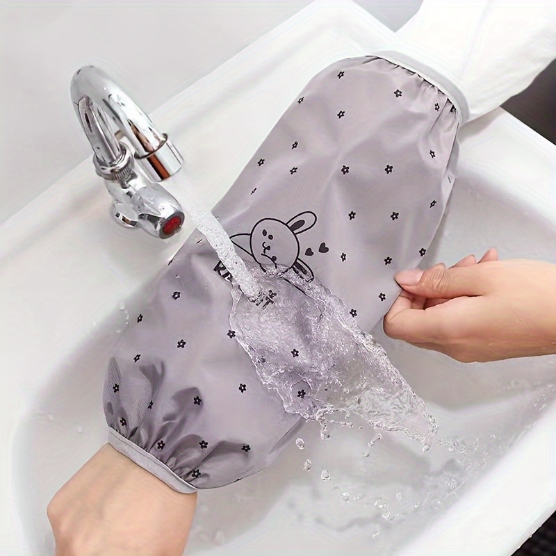 TEMU 2-pack Cute Rabbit Print Waterproof And Oil-proof Arm Sleeve-durable Pvc, Men's And Women's Long-perfect For Kitchen, Housework, Students And