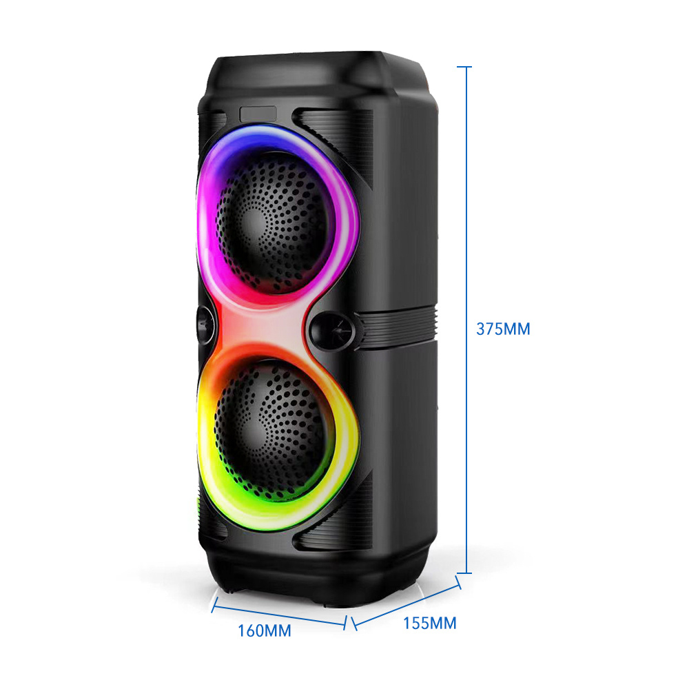 TEMU Dual Speakers With Playback , Portable Wireless Speakers With Rgb Light Show, 1500mah With Karaoke Input And Tws Function, Dual 4-inch Speakers