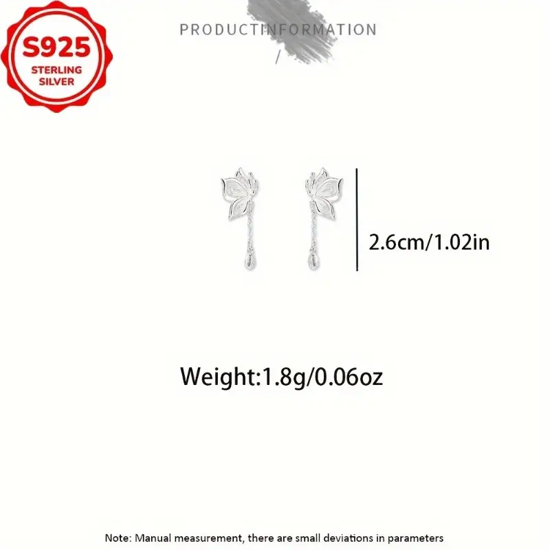2pcs 925 sterling hollow flower bud chain tassel earrings suitable for daily party matching for ladies Product details 3