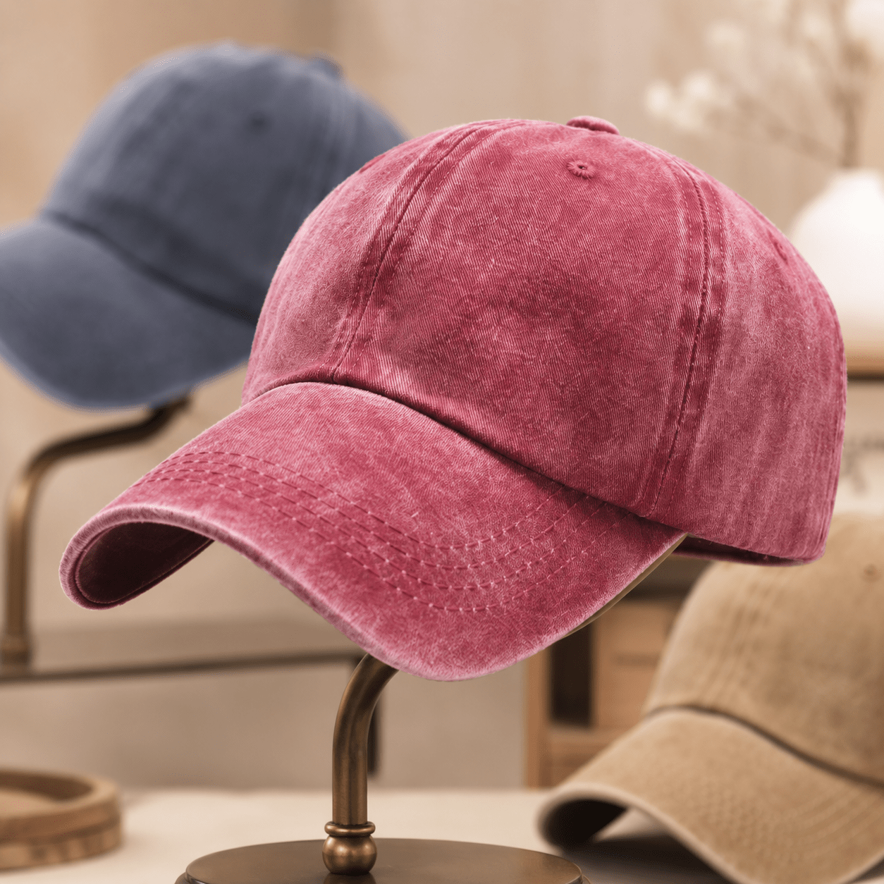 Vintage Washed Adjustable Dad Hat, Casual Unisex Outdoor Cap