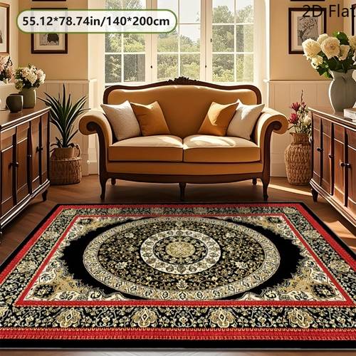 1pc 2d flat geometric pattern velvet printed floor mat living room carpet rug area small carpet decor large carpet for living room living room home decor room decoration washable carpet