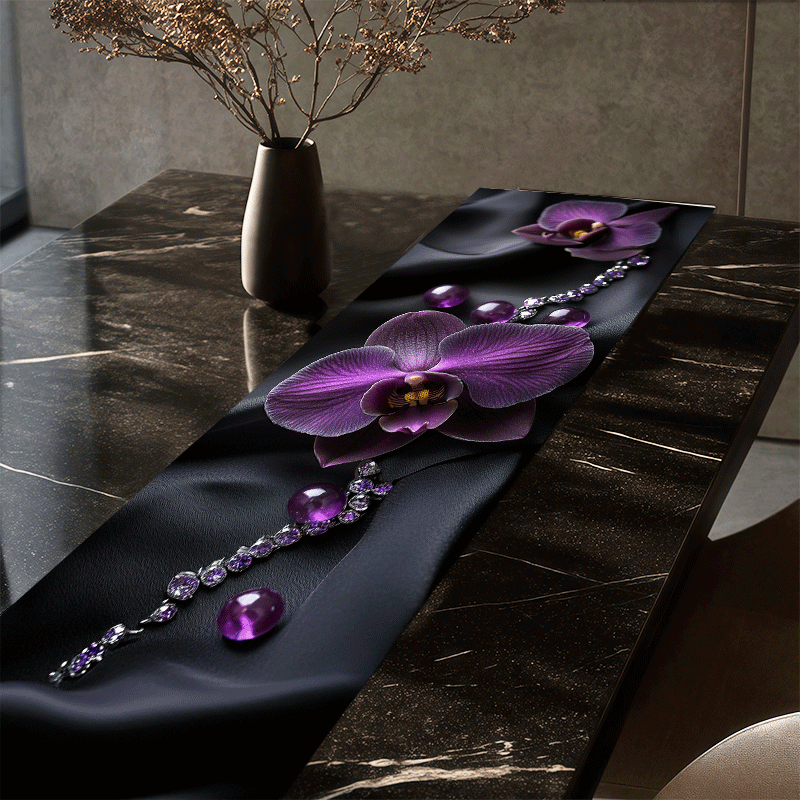 TEMU Luxuriöse Tischdecke mit violettem Blumenmuster, im Retro-Lila-Muster-Design, mit einer eleganten dekorativen Note, die eine prächtige festliche