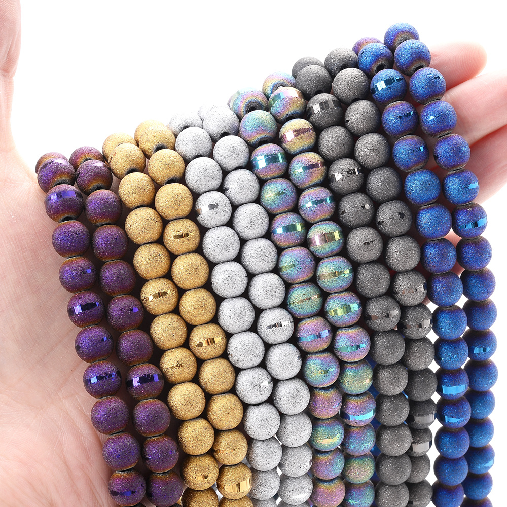 Electroplating Color Natural Stone Loose Spacer Beads
