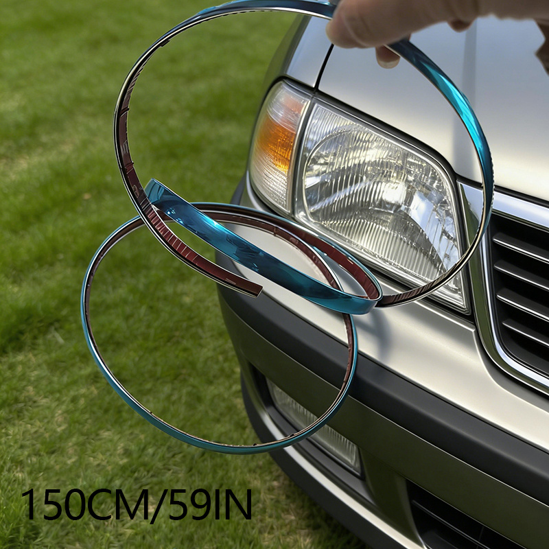 TEMU Car Chrome High-gloss Silvery Trim Strip - High-tenacity Premium Pvc Material Chrome Silvery High-gloss Appearance - High Gloss Mirror Texture