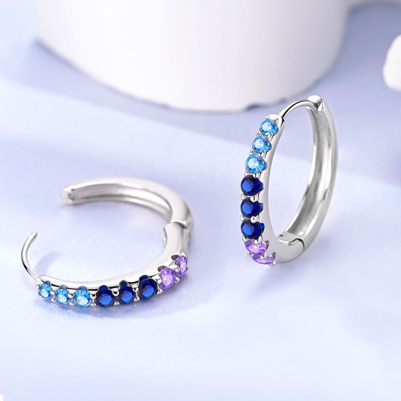 Women's Medium-sized Night Sky Blue-Purple Stone Earrings