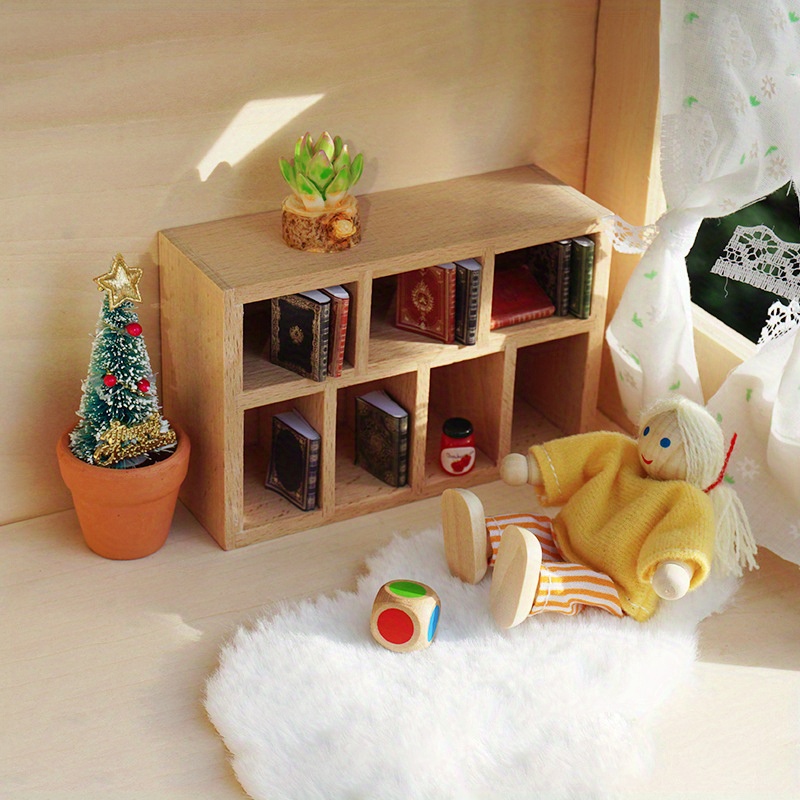 

1:12 Scale Dollhouse Bookcase, Wooden Miniature Furniture, Mixed Color, For Living Room Study Decor, Display Shelf For Mini Scene Accessory