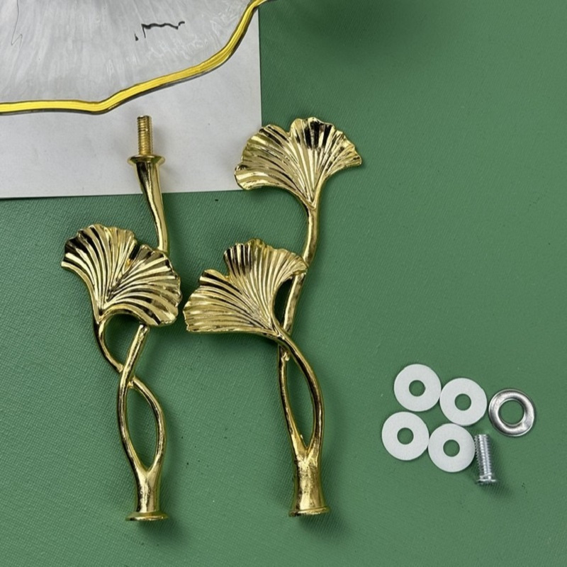 Image of Ginkgo Leaf 2/3-tier Cupcake Stand Hardware Handles, Ginkgo Tree Alloy Cake Plate Stand Handle Fittings With Screws For Party Wedding Display Stand