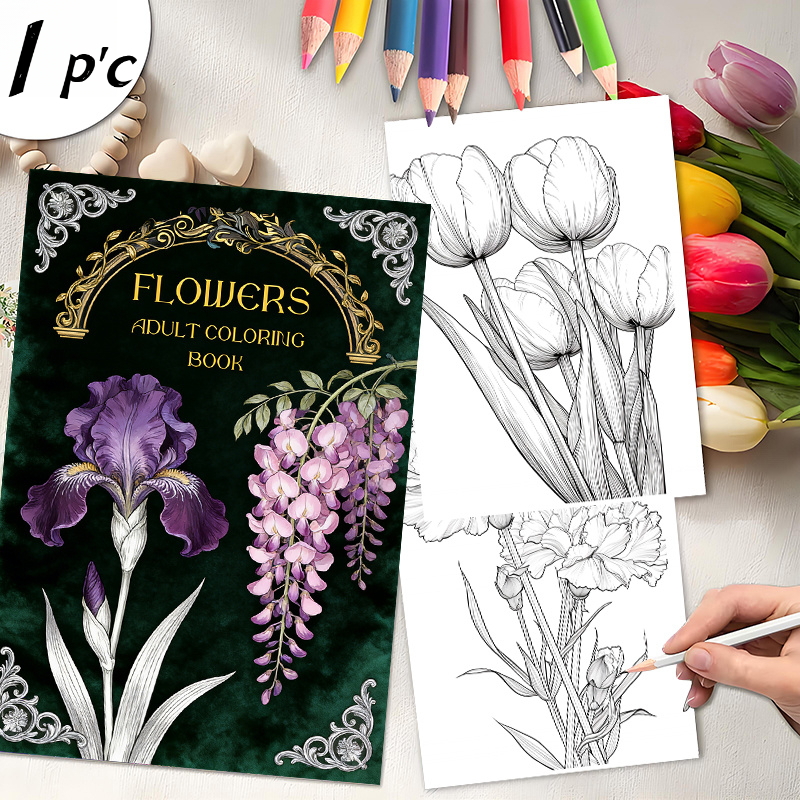 TEMU Floral Oath: Floral Romantic Coloring Book (upgraded Version With Thick Pages) Is A Coloring Book Designed Specifically For Women, Featuring
