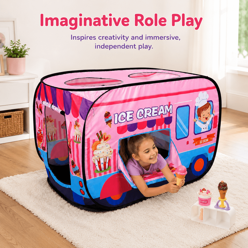 Ice Cream Tent - Foldable and Space-Saving Playhouse for Kids