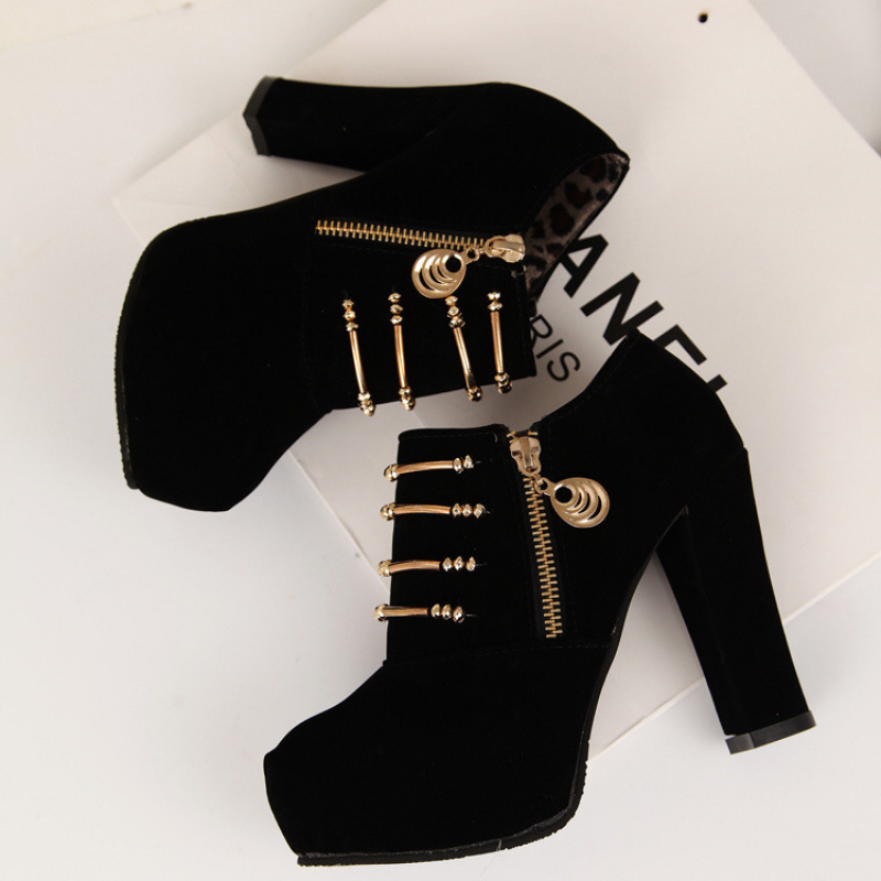 Image of Women' Commuting Chunky Heel Ankle Boots, High-heeled Single Boots, Side-zip Ankle Boots, Women Shoes