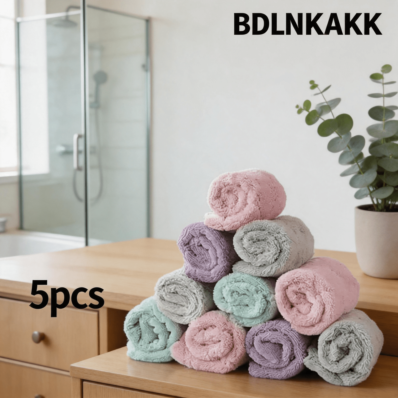 TEMU Bdlnkakk 5pcs Set Random Color Kitchen Dish Towels, Multi-functional Reusable Dishcloths, Double-sided Microfiber Cleaning Rags, Suitable For