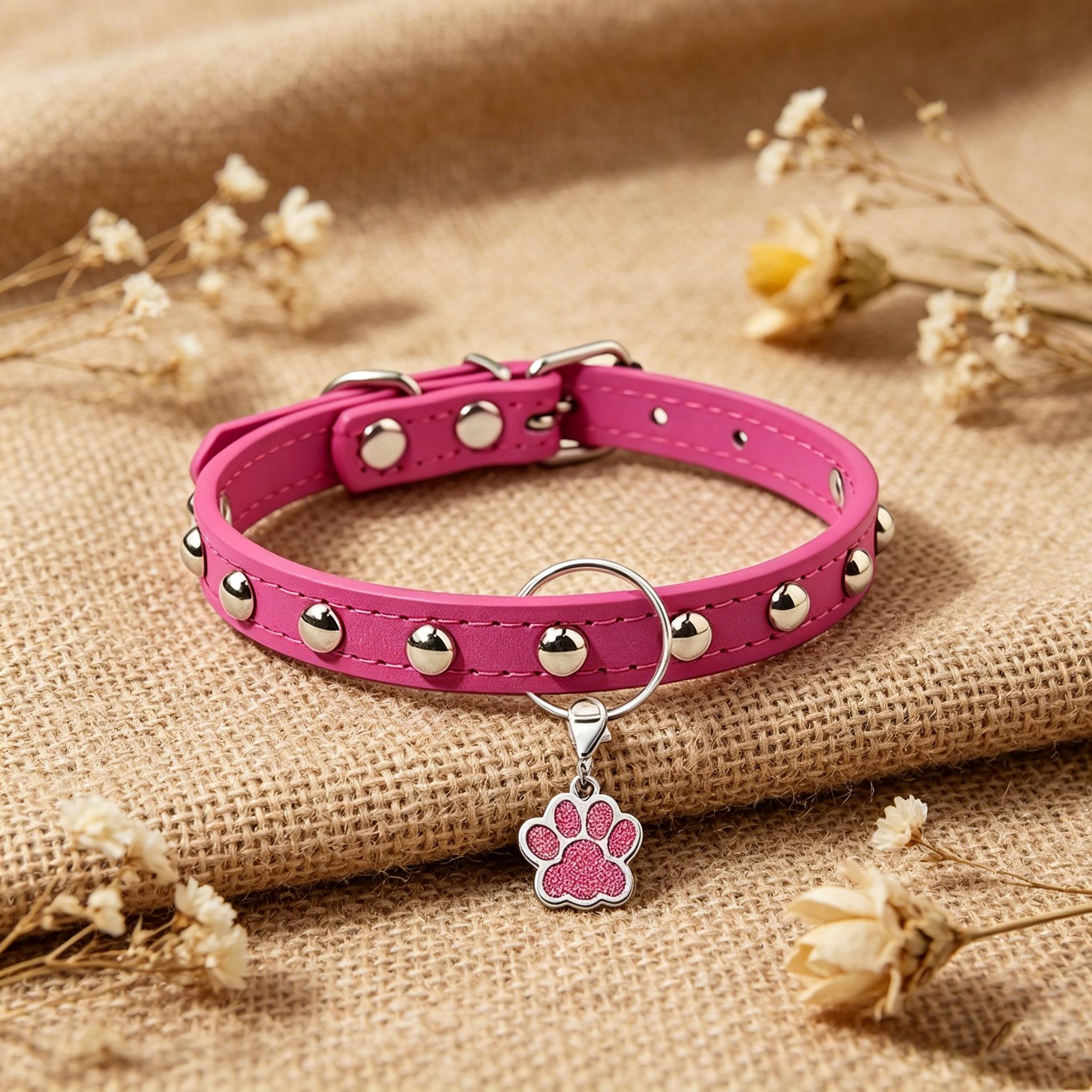 TEMU Personalized Pu Leather Collar Suitable For - Adjustable Anti-suffocation With Custom Name/phone/id Tags, Engravable Name Plate, Studded Dog