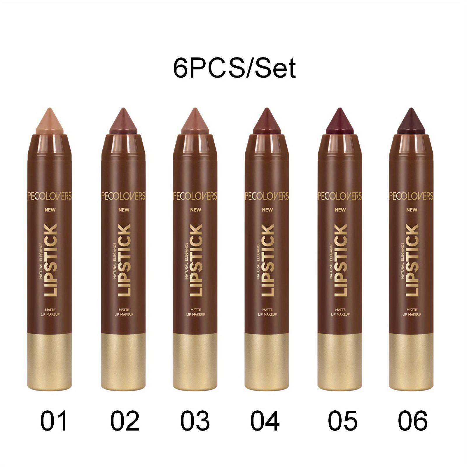 TEMU 6pcs/ Set Matte Long-lasting Lipstick, Matte Waterproof Non Stick Cup Automatic Lipstick Pen