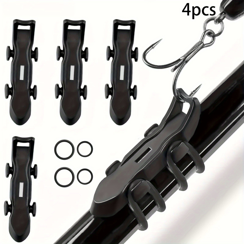 4pcs Magnetic Fishing Rod Hook Holder Premium ABS, quick release bait clip,  2 rubber ring sizes. for freshwater saltwater, durable, anti * portable,  sturdy. Professional *' *.