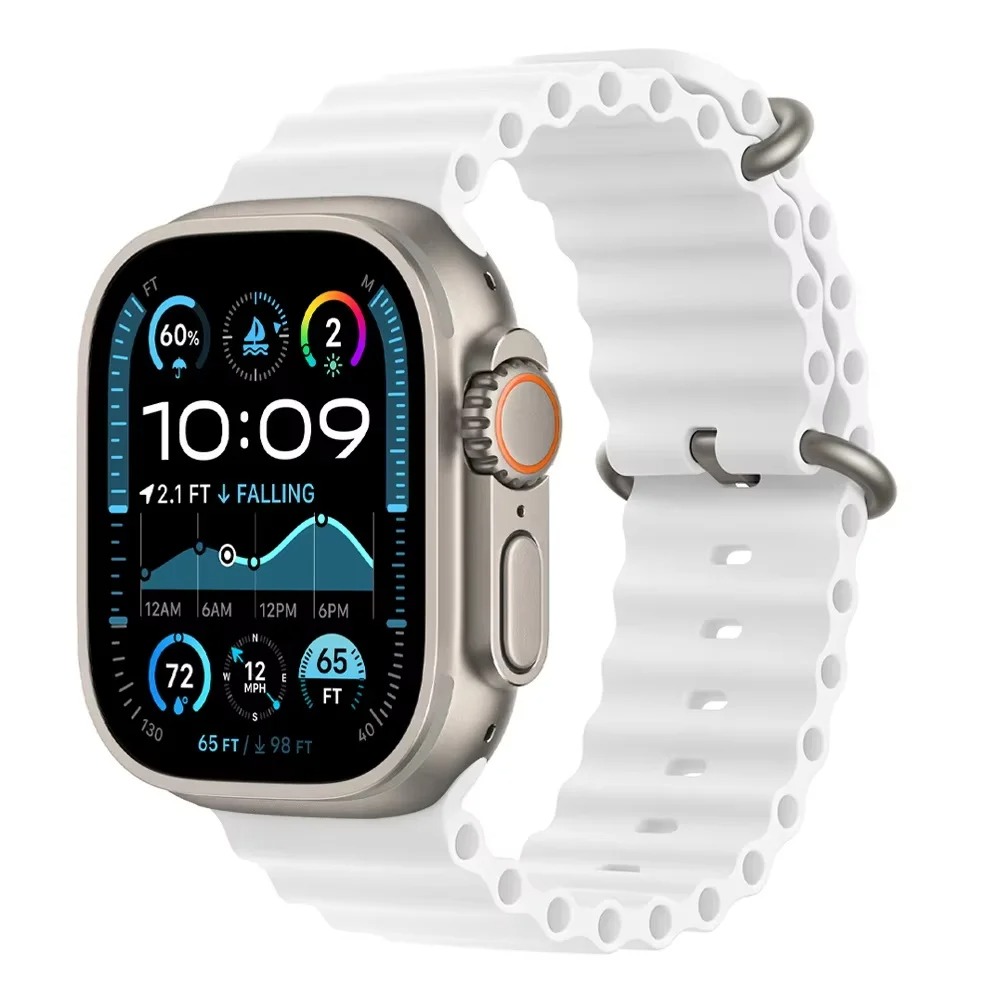 Image of For Men Women Ocean Strap For Watch 2 Band 46mm 49mm 47mm 44mm 40mm 45mm 41mm 42mm 43mm Armbander Additions Silicone Correa Belt Bracelet Iwatch Series 12 11 10 9 7 6 5 4
