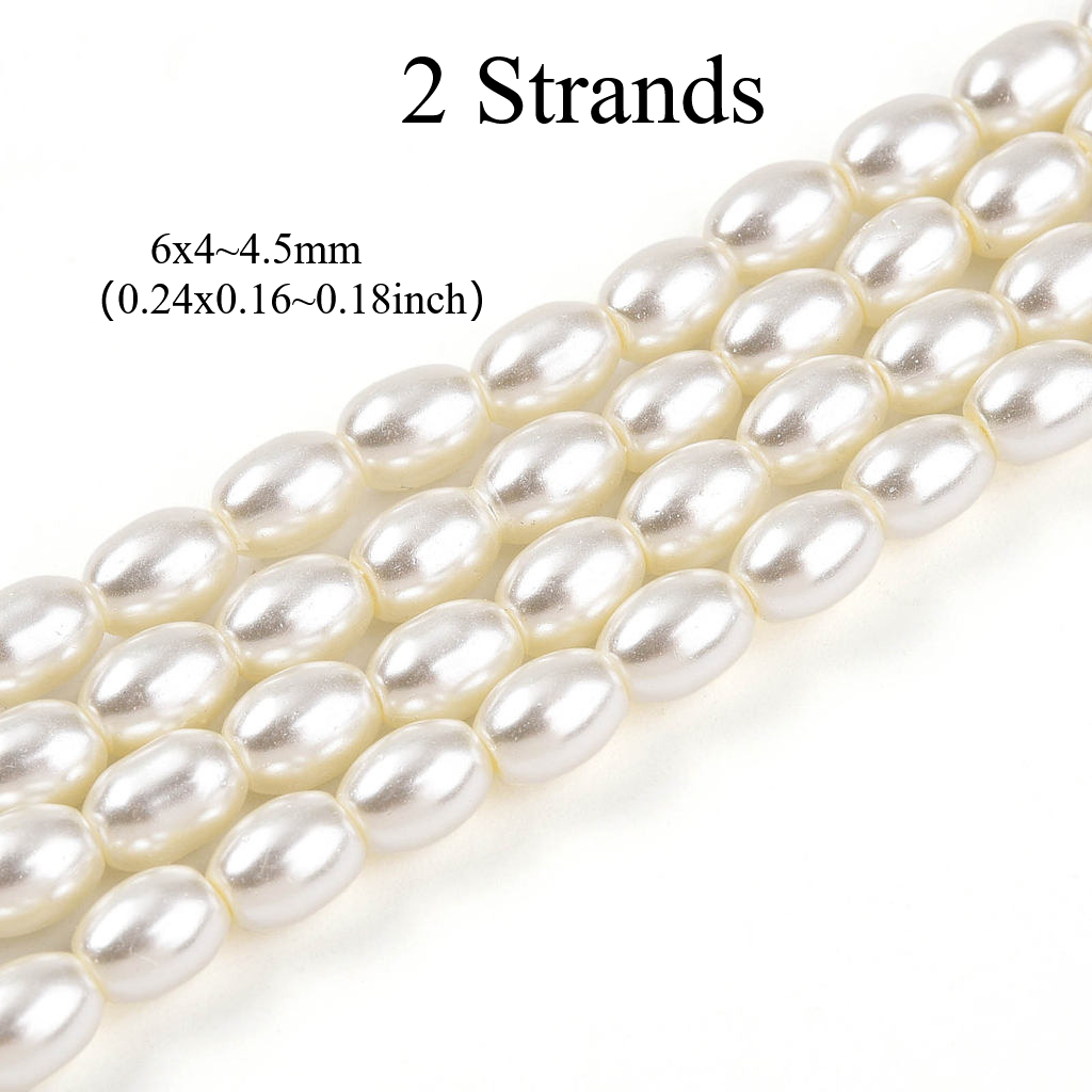 TEMU 2 Strands Of Painted Pearlized Glass Beads, Measuring 6x4 To 4.5mm With A Hole Size Of 0.9mm, Containing Approximately 135 To 137pcs Per Strand,
