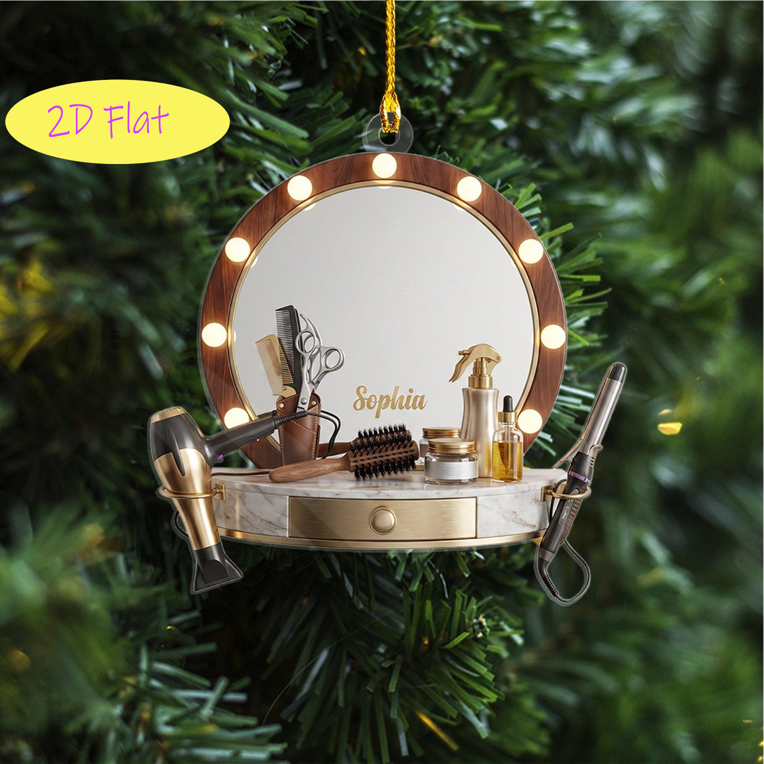 TEMU 2d Flat - 2d Personalized Hairstylist Decorations, Customized Hairdresser Gifts, Beauty Student Decorations, Souvenirs, Makeup Artist Christmas
