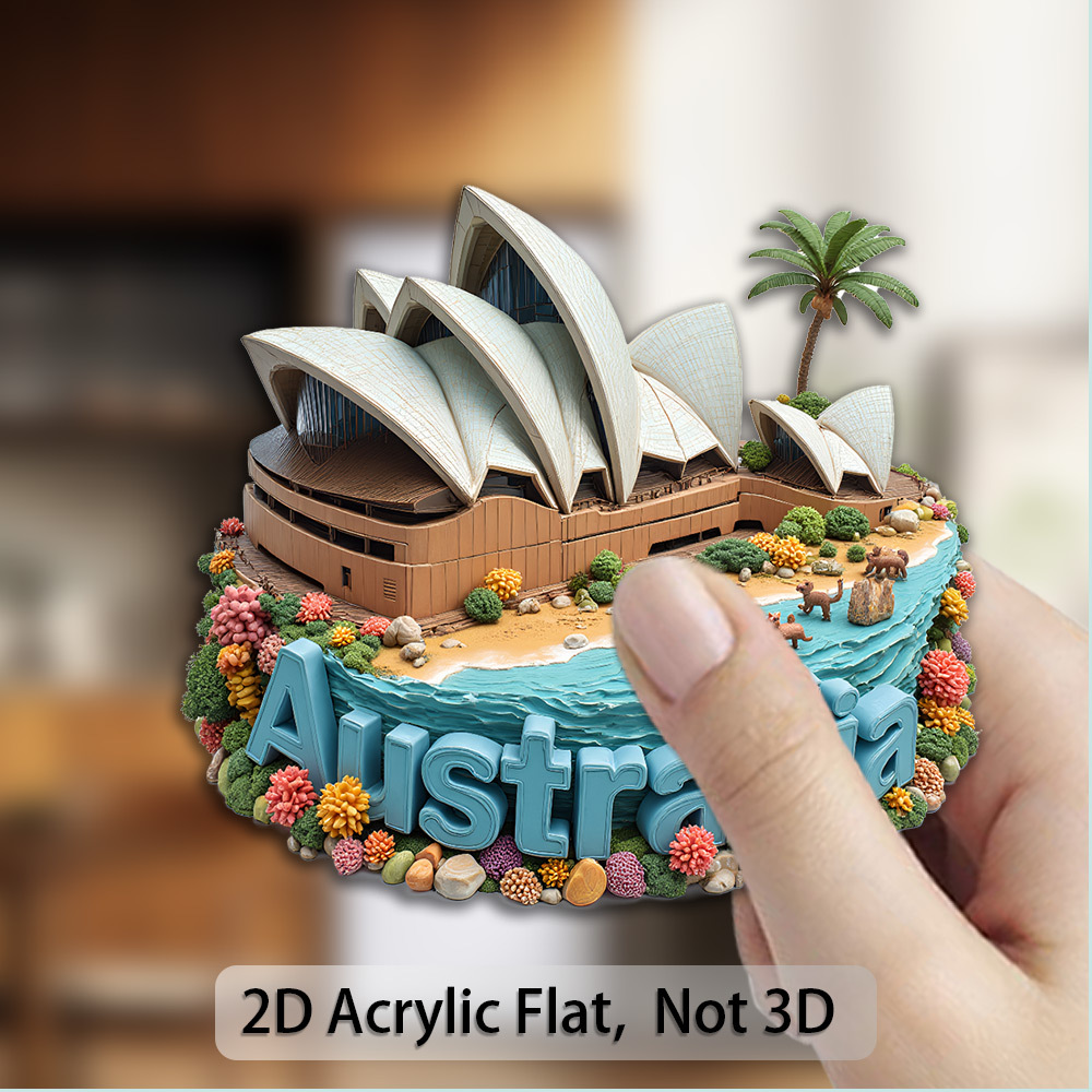 TEMU Magnete a tema Australia da 1 pezzo a viaggiatori - Design Opera di Sydney e punto di riferimento con base, acrilico/gomma per magneti da frigo,
