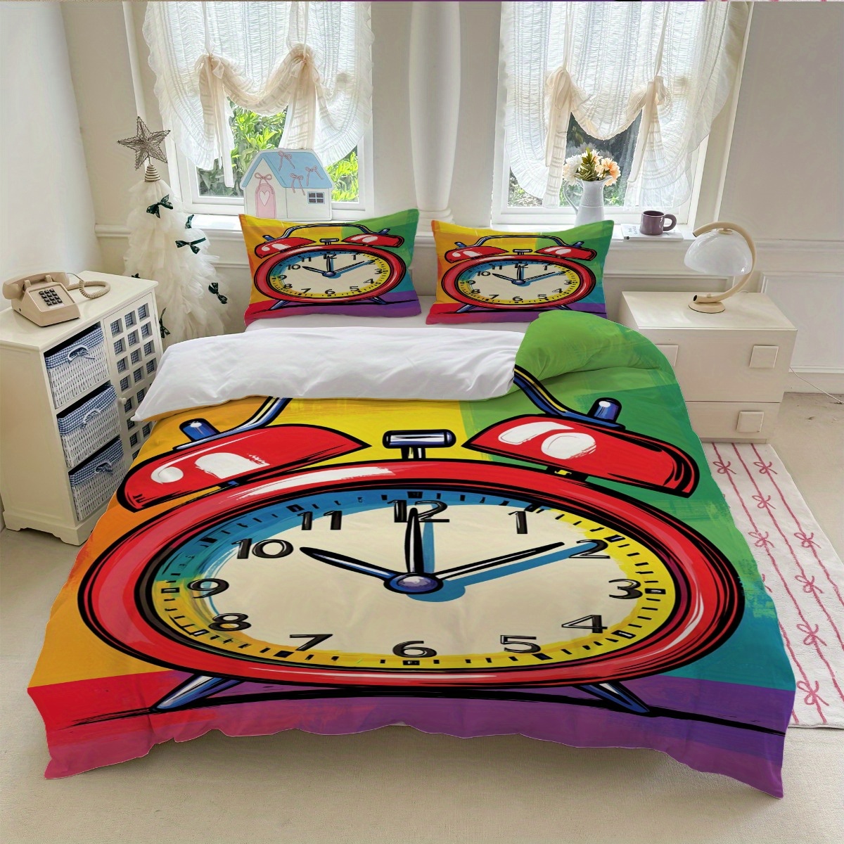 juego ropa cama reloj despertador multicolor (1 Temu Chile