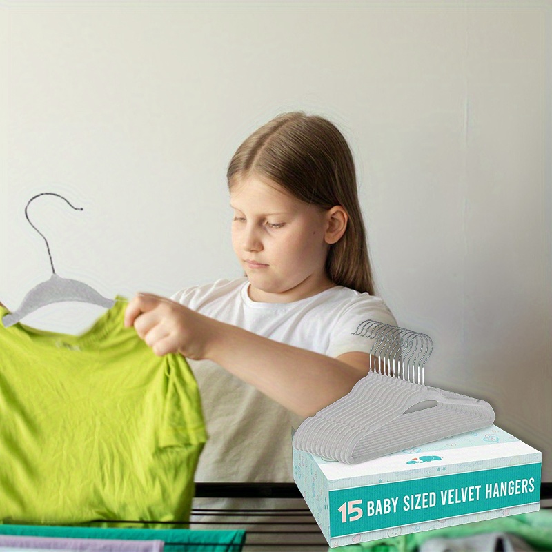 Kids Plastic Velvet Hangers for Closet, Pack of 15