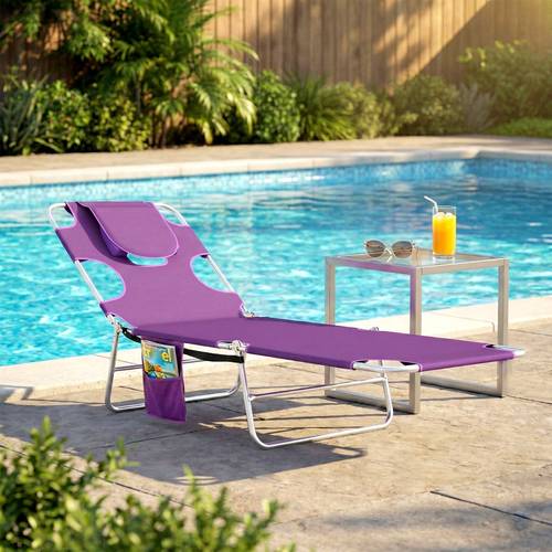 outdoor tanning chair bed set with face hole adjustable outdoor chaise lounge chair with pillow side pocket foldable design for beach pool patio sunbathing travel use 72 8 x 21 7 x 11 4 264lbs capacity