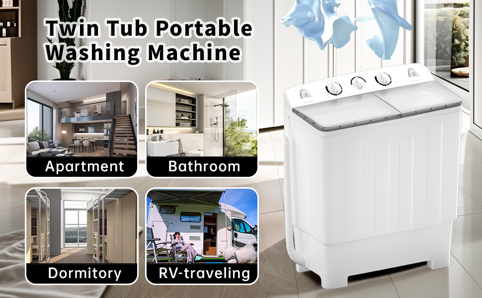 18/ 22/ 32Lbs Capacity Compact Mini Portable Double Drum Washer, Washing Machine, Free 8 Hangers And 1 Drying Rod - Saves Space, 1300 RPM, Saves Energy And Takes Care of Your Clothes - Great for Small Loads, Camping And Caravanning, Christmas Gift